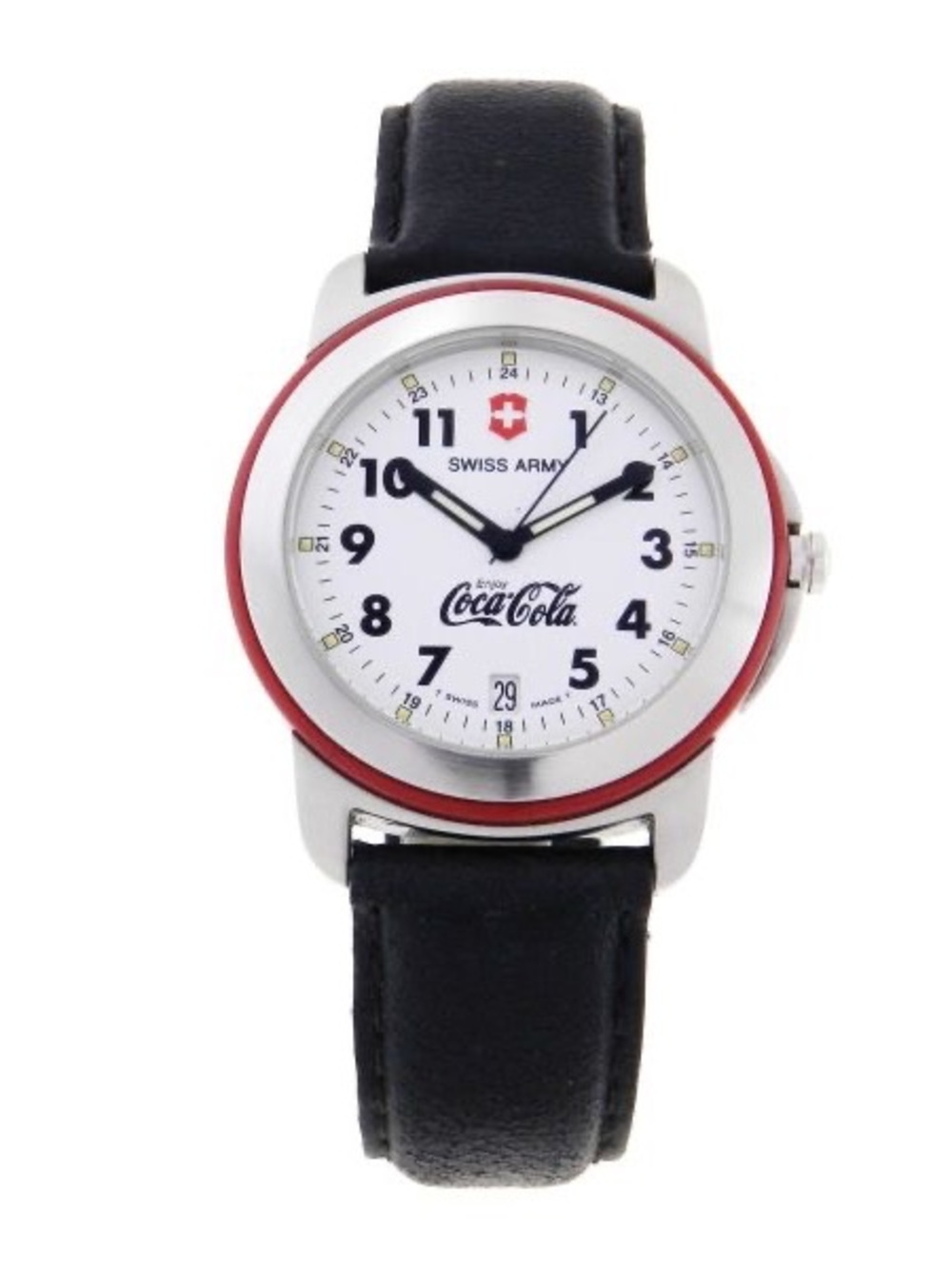 NIB with case VictorInox Swiss Army Coca Cola Watch Leather strap womens RARE